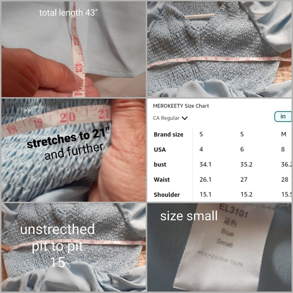 Pretty Blue Dress Flexible Size Small - Picture 15 of 16